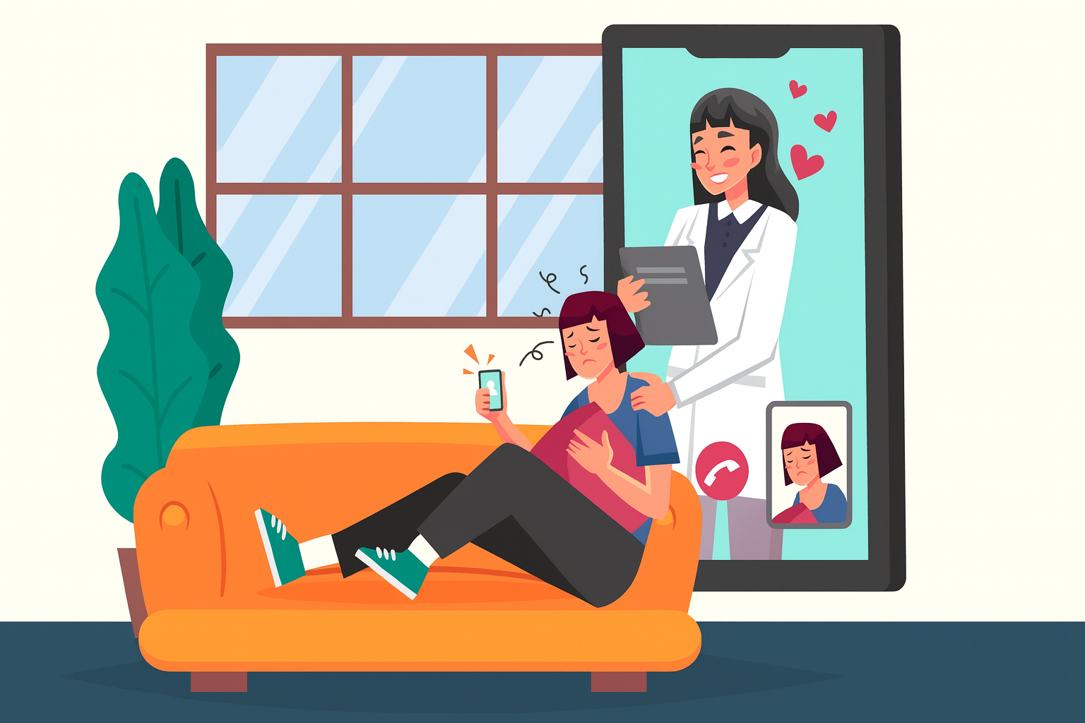 Consulta de telemedicina - videollamada médica virtual